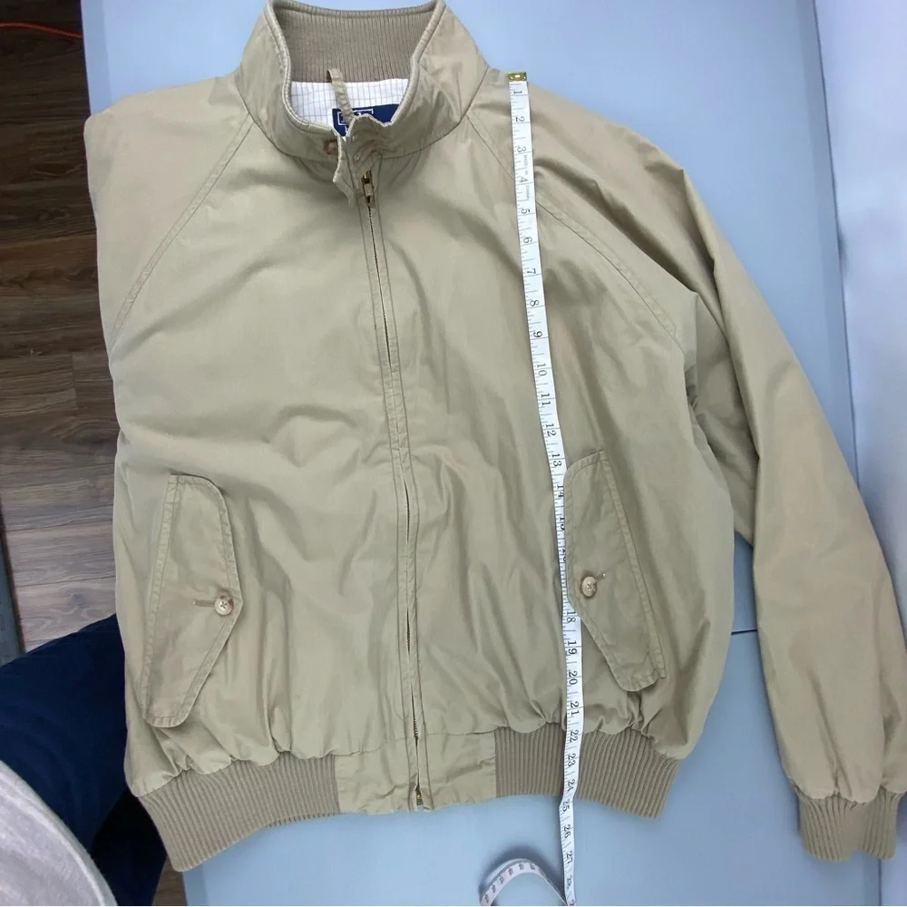Vtg Polo Ralph Lauren Bomber Plaid Lining Men's Tan Khaki Jacket Sz XL